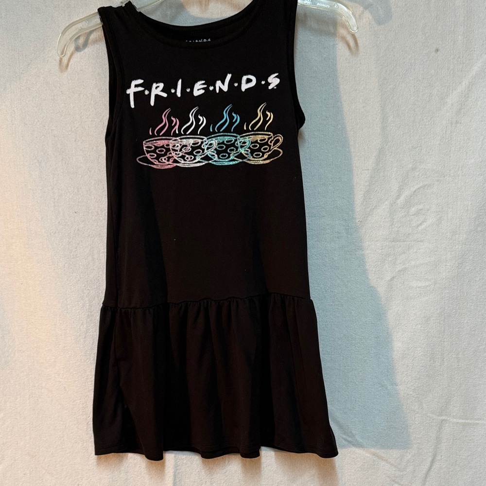 FRIENDS Black Dress with Multicolor Coffee Cups